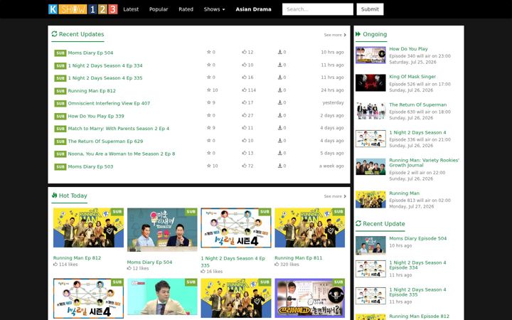 Screenshot of kshow123.tv