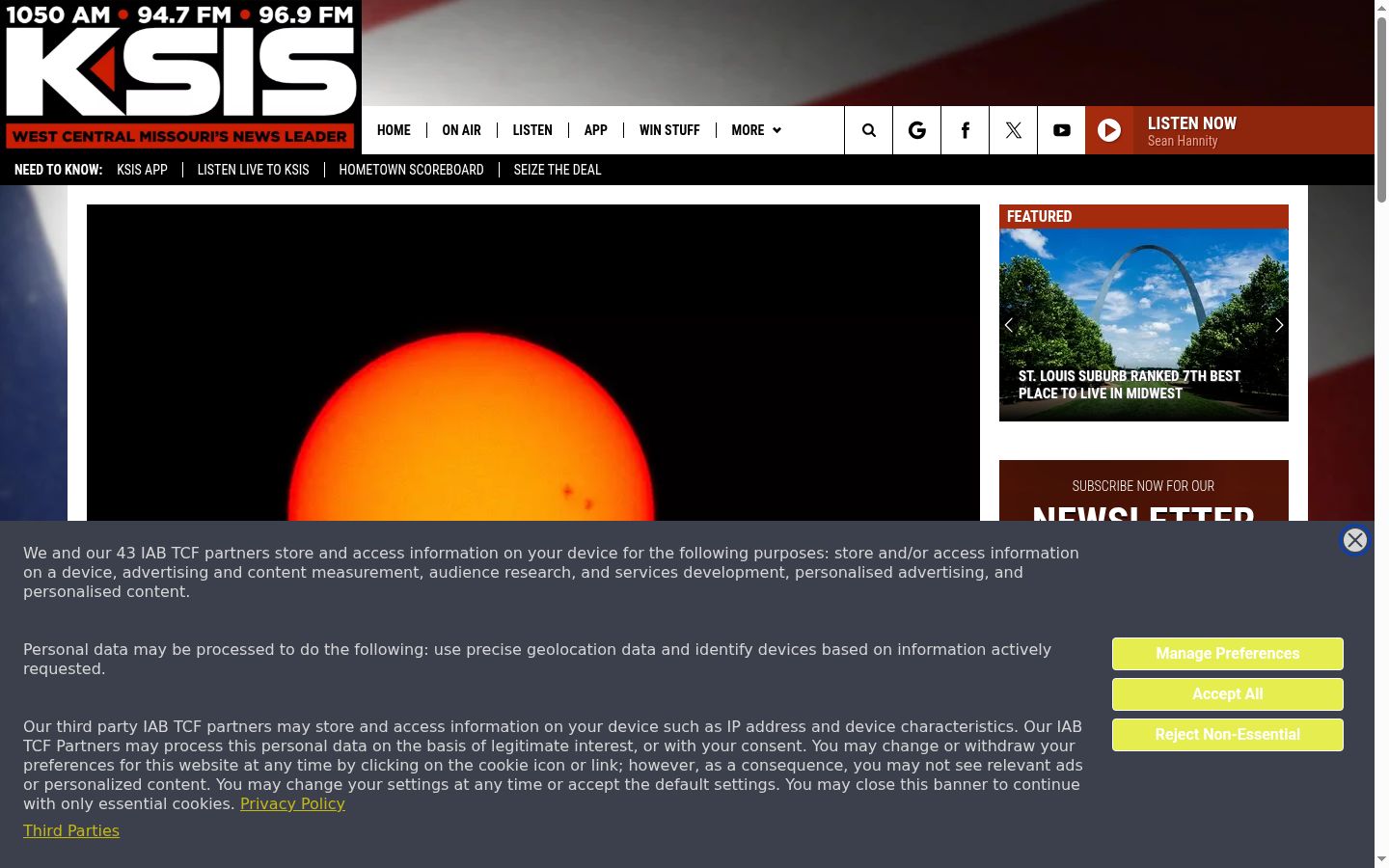 Screenshot del banner di consenso mostrato prima di qualsiasi interazione