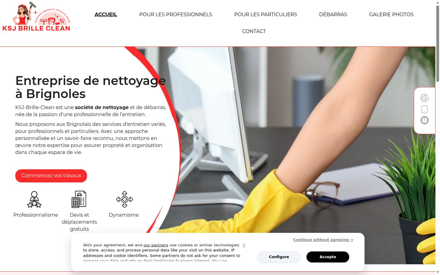 Ekrānuzņēmums ar piekrišanas baneri, kas tika rādīts pirms jebkādas mijiedarbības