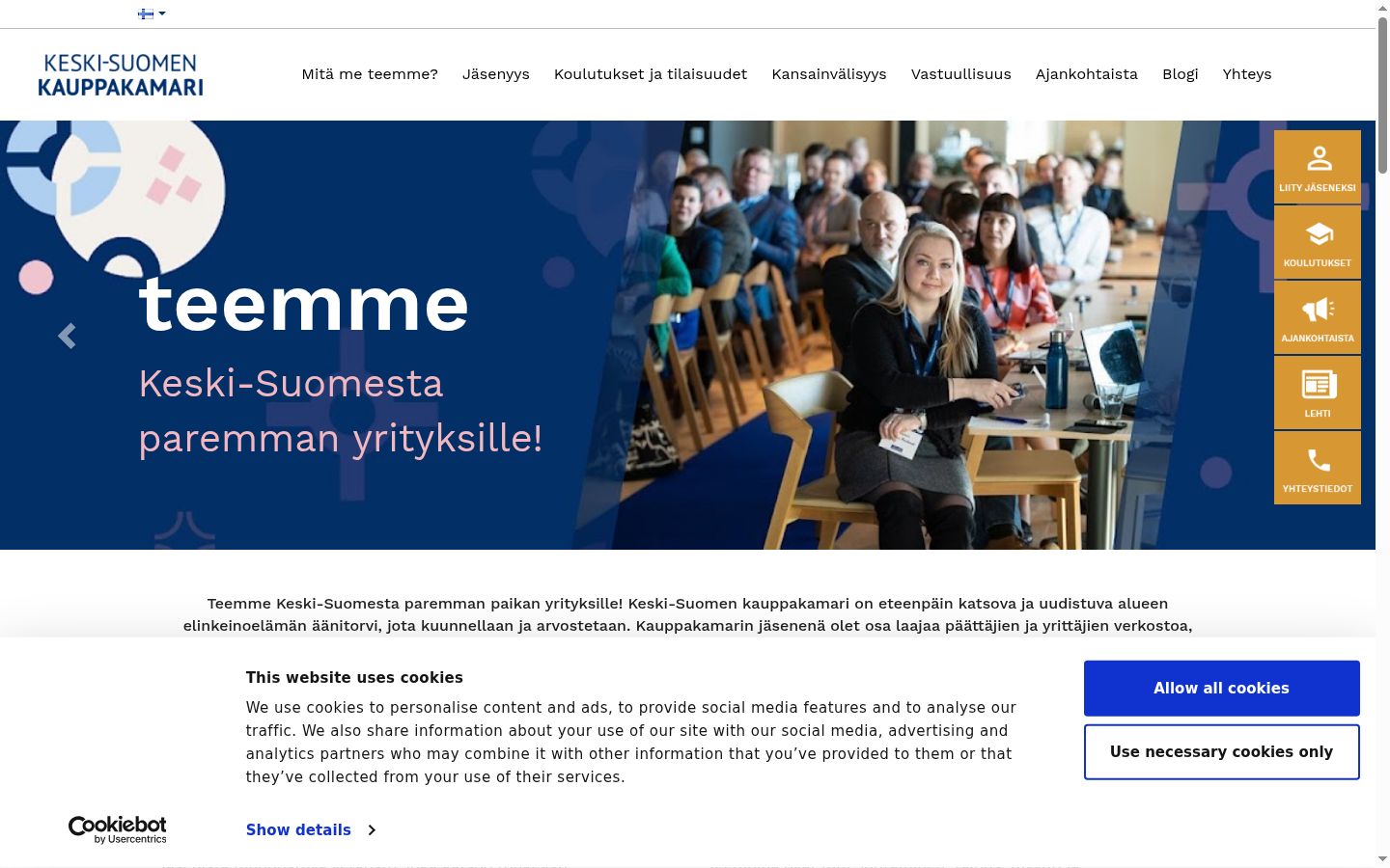 Skærmbillede af samtykkebanneret, som det blev vist før nogen interaktion