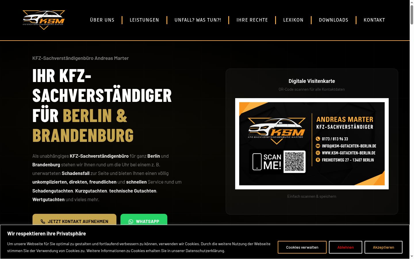 Screenshot des Einwilligungsbanners vor jeglicher Interaktion
