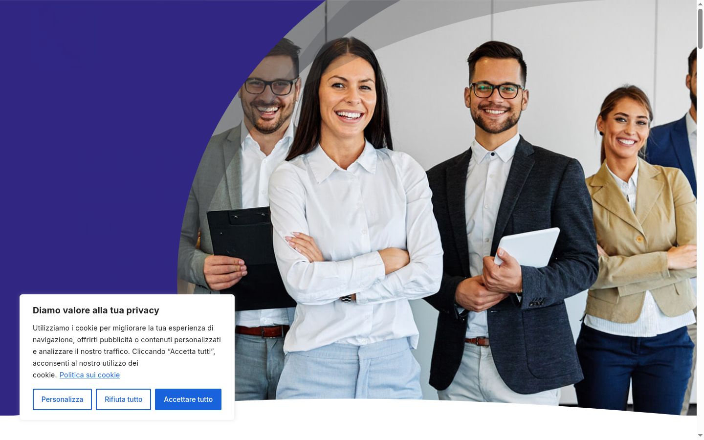 Screenshot del banner di consenso mostrato prima di qualsiasi interazione