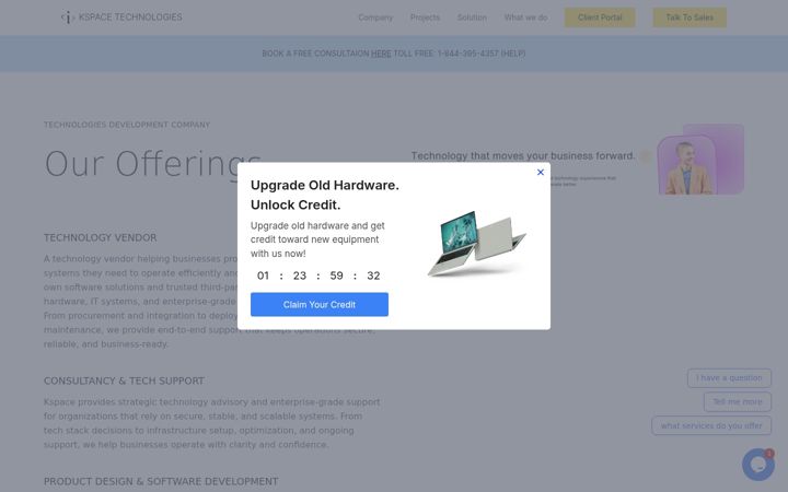 Screenshot di kspace-technologies.com