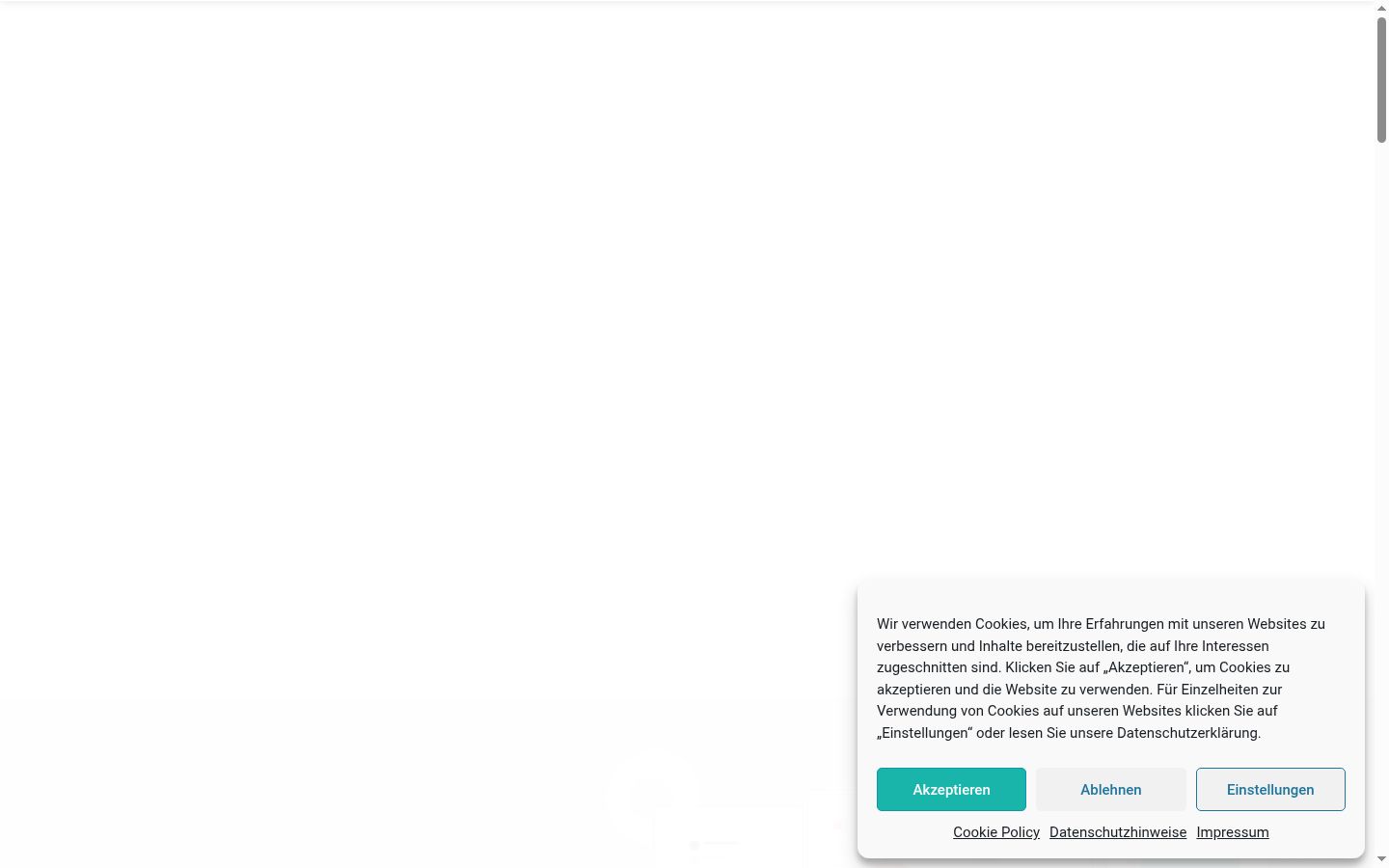 Screenshot des Einwilligungsbanners vor jeglicher Interaktion