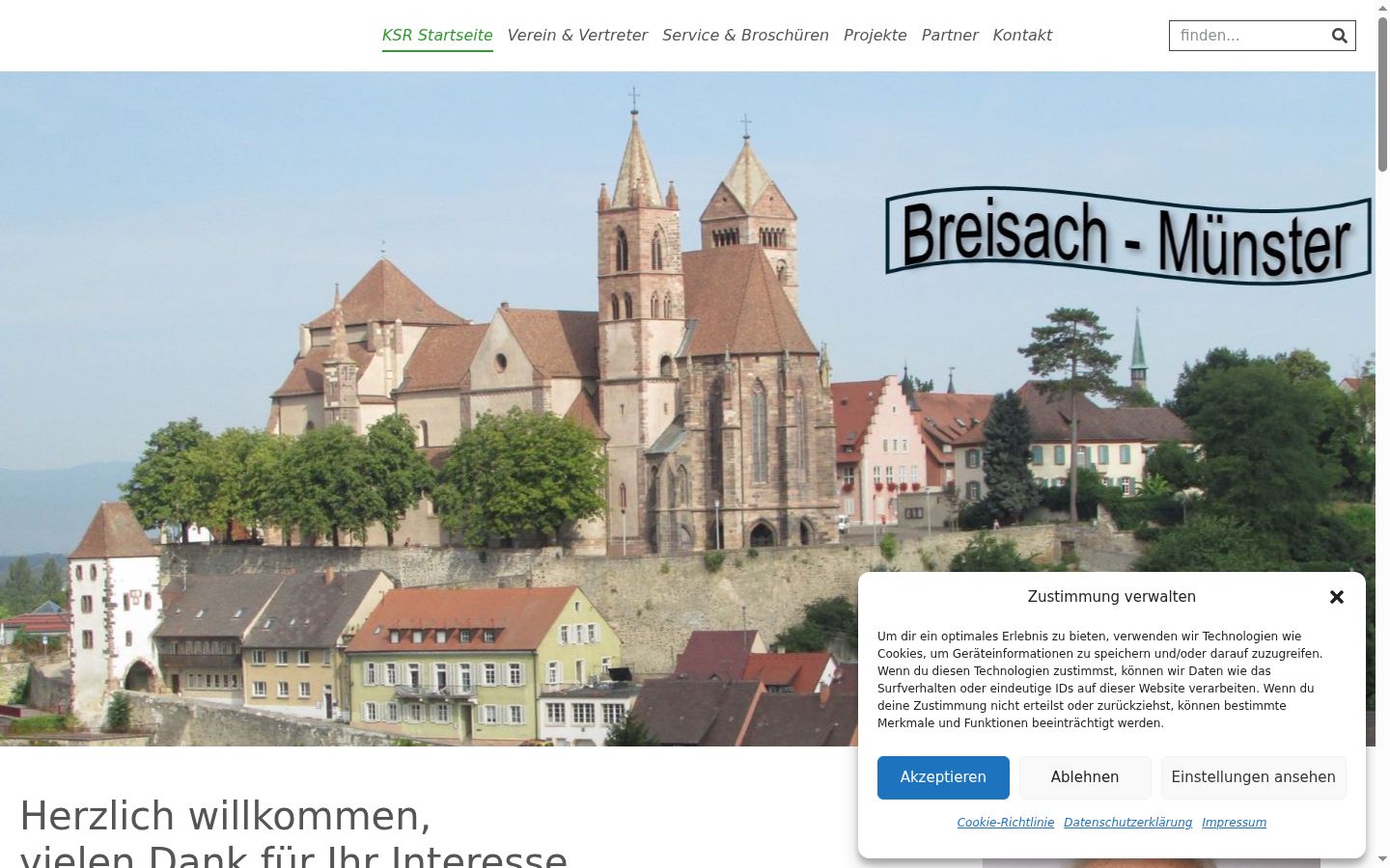 Screenshot des Einwilligungsbanners vor jeglicher Interaktion