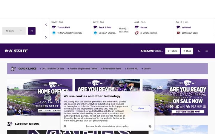 Screenshot of kstatesports.com