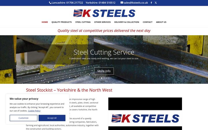 Screenshot of ksteels.co.uk