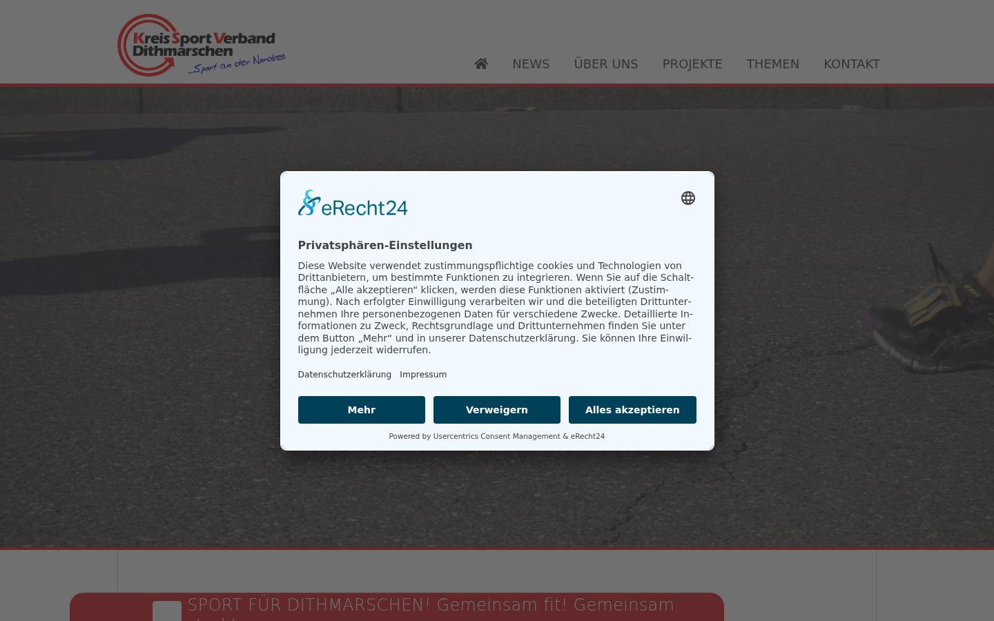 Screenshot des Einwilligungsbanners vor jeglicher Interaktion