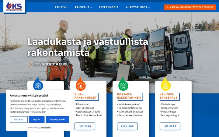 Screenshot of ksvahinkopalvelut.fi