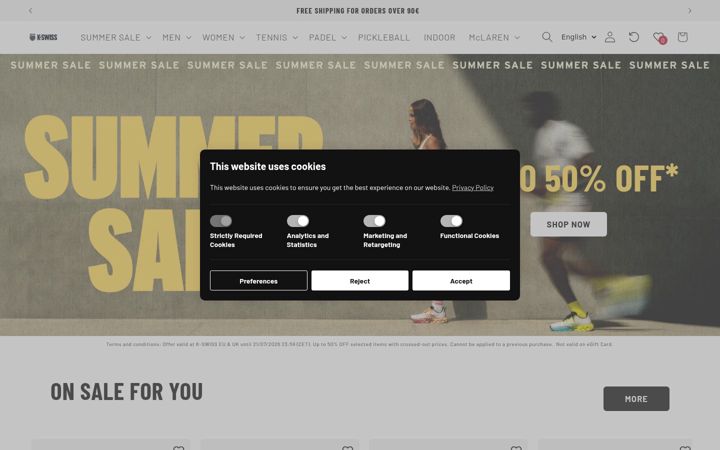 Screenshot of kswiss.com