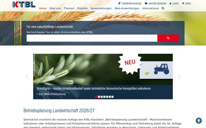 Screenshot of ktbl.de