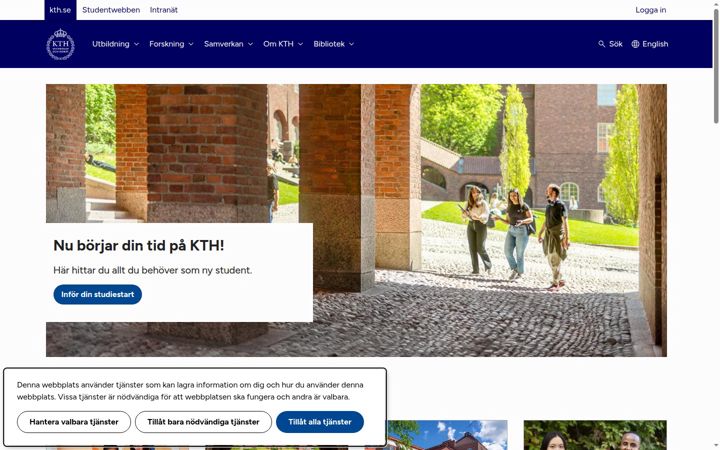 Captură de ecran a kth.se