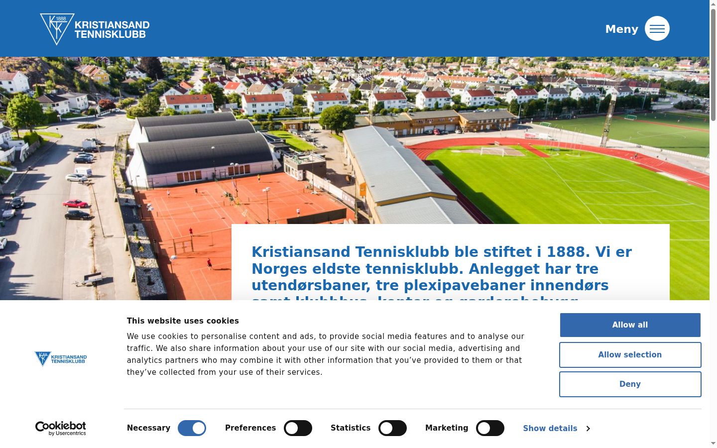 Skærmbillede af samtykkebanneret, som det blev vist før nogen interaktion