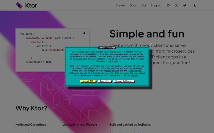 Screenshot of ktor.io