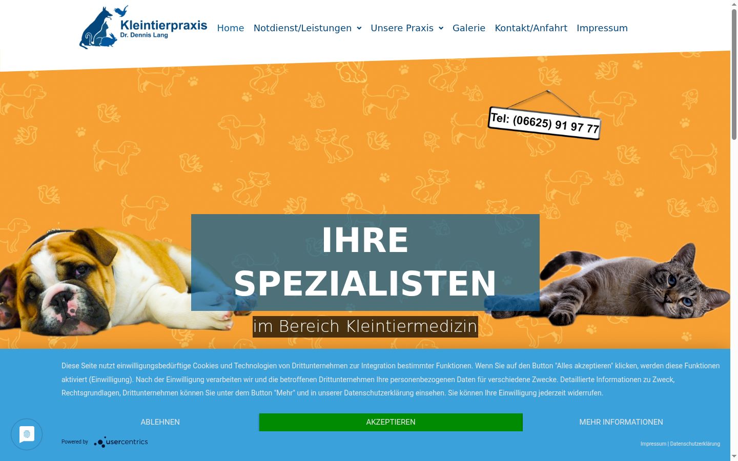 Screenshot des Einwilligungsbanners vor jeglicher Interaktion