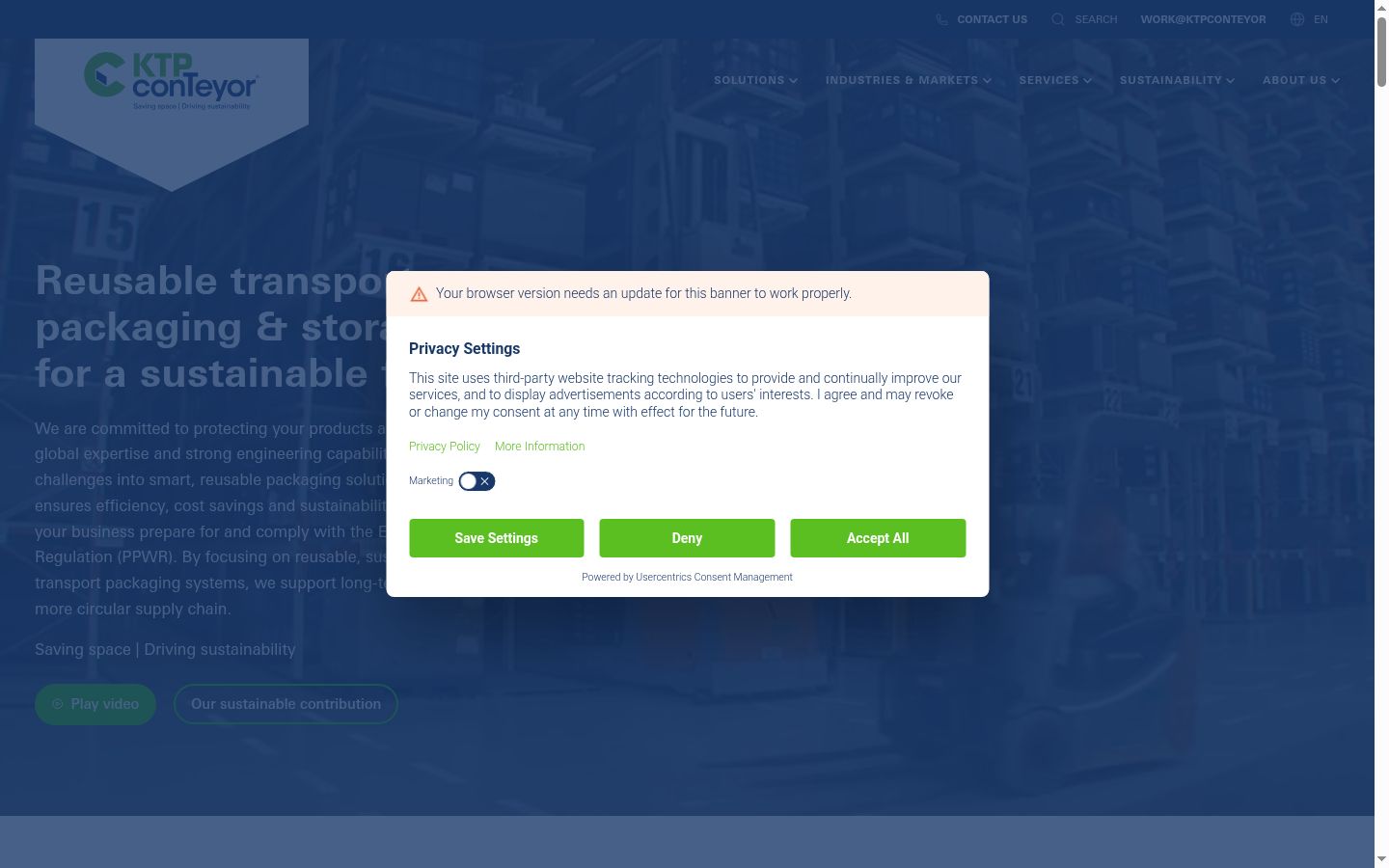 Screenshot of the consent banner shown before any interaction