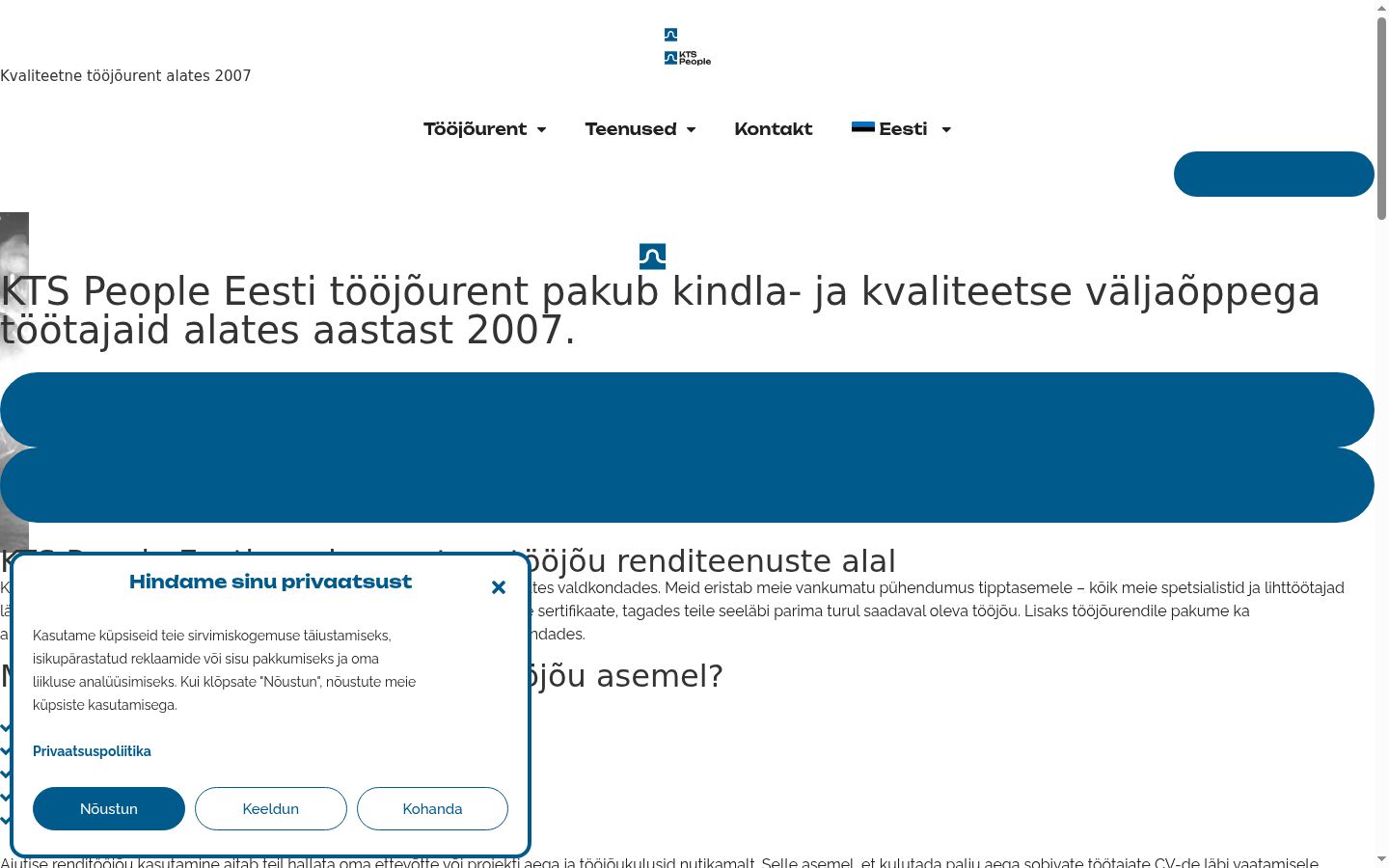 Kuvakaappaus suostumusbannerista, joka näytettiin ennen mitään vuorovaikutusta