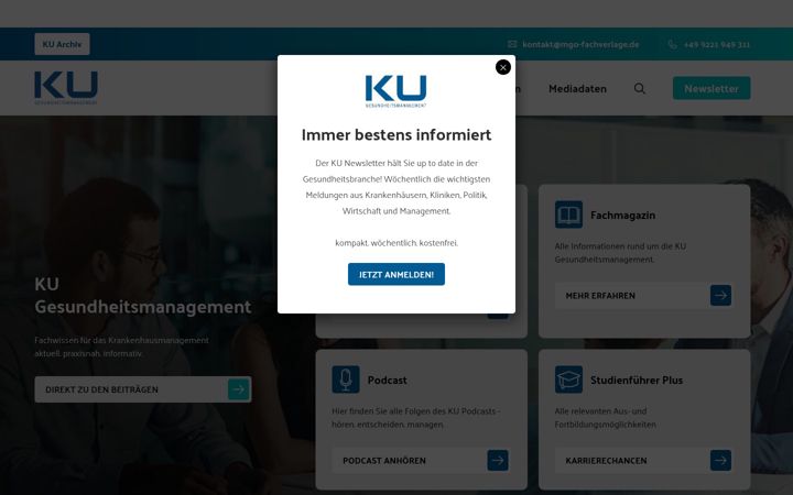 Screenshot of ku-gesundheitsmanagement.de