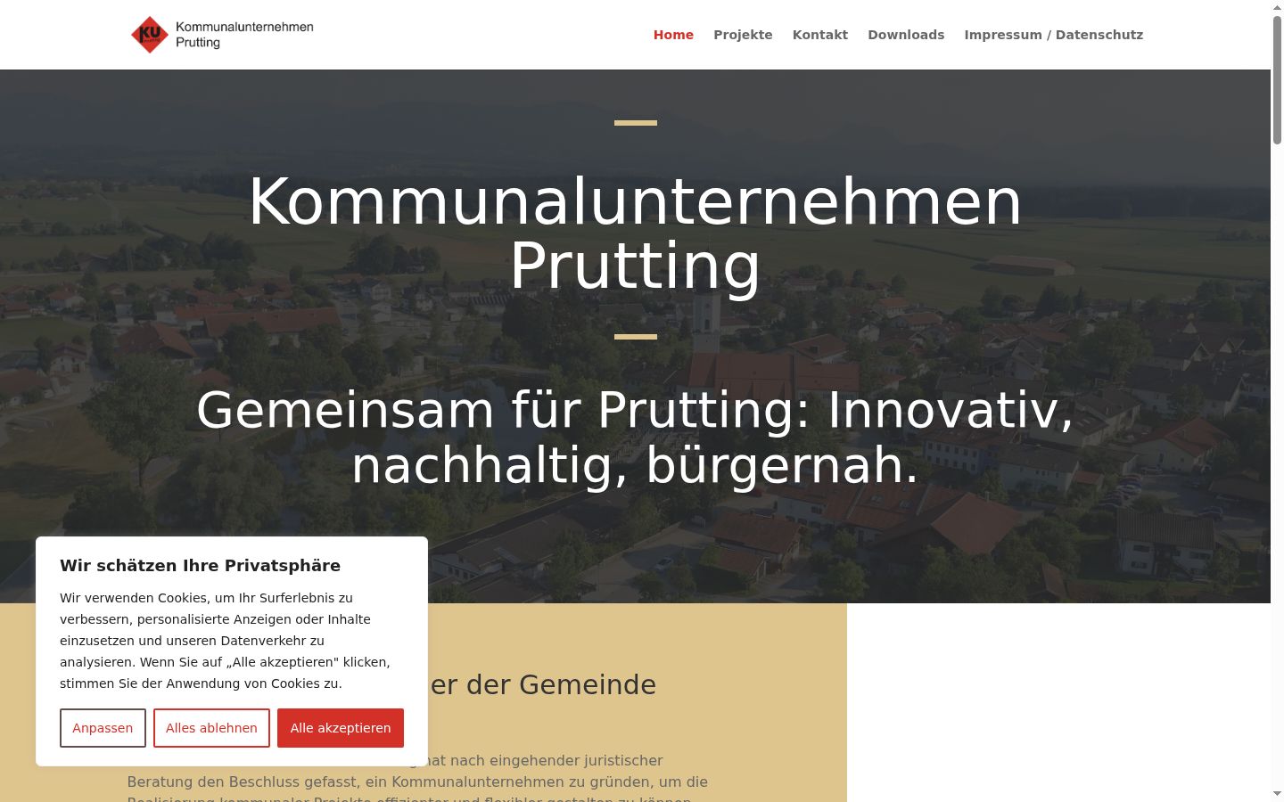 Screenshot des Einwilligungsbanners vor jeglicher Interaktion