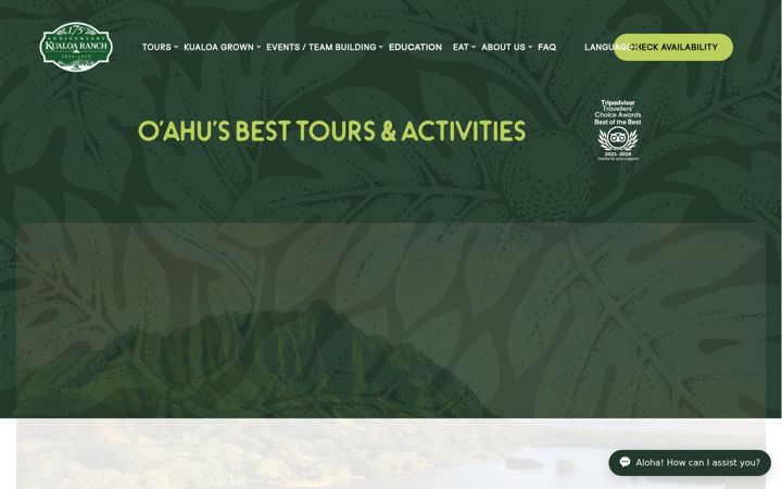 Snímek obrazovky kualoa.com