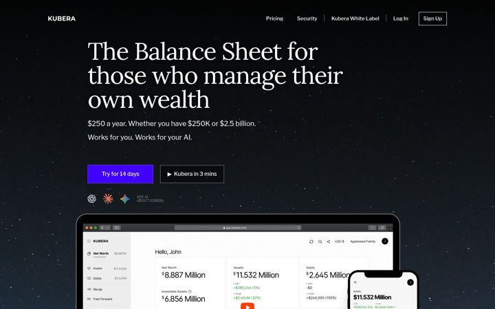 Screenshot of kubera.com