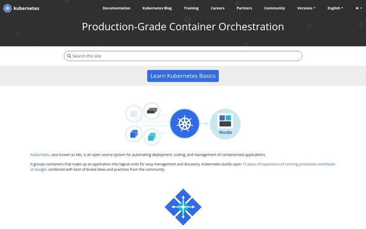 Screenshot di kubernetes.io