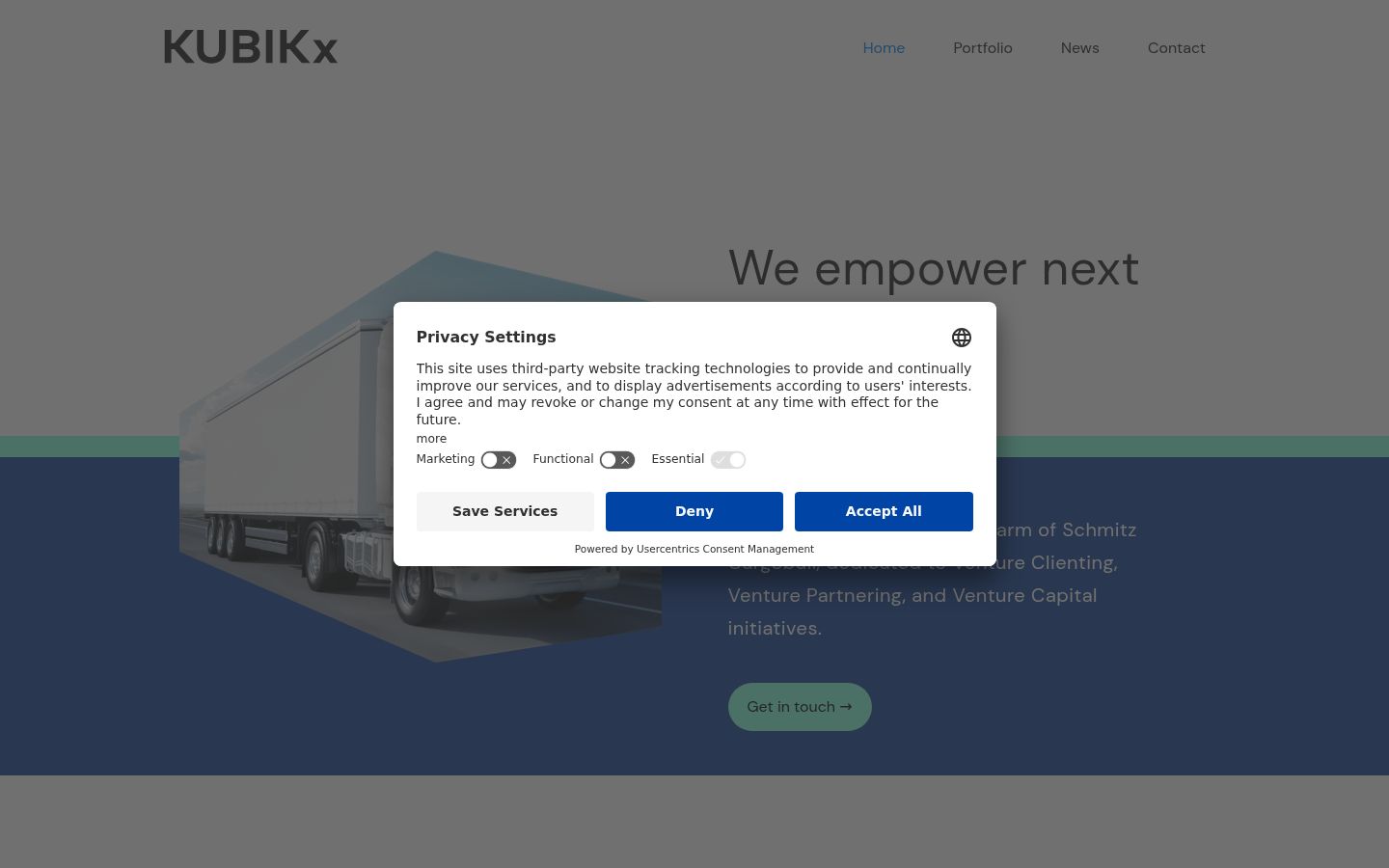 Screenshot of the consent banner shown before any interaction