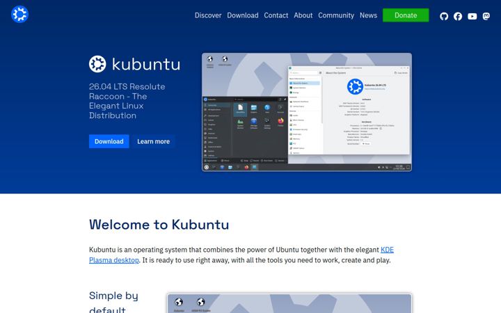 Screenshot of kubuntu.org