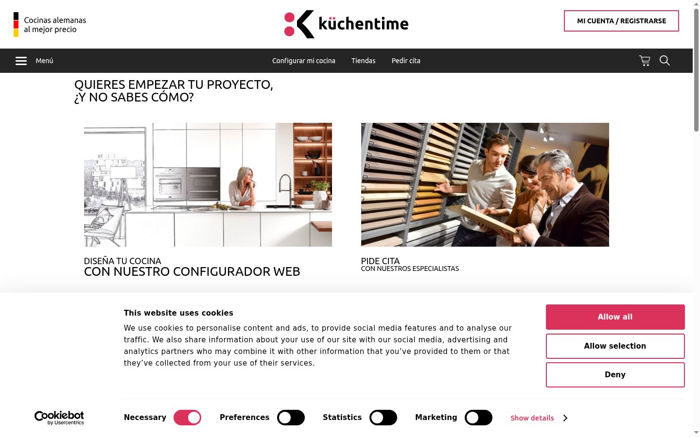 Screenshot del banner di consenso mostrato prima di qualsiasi interazione
