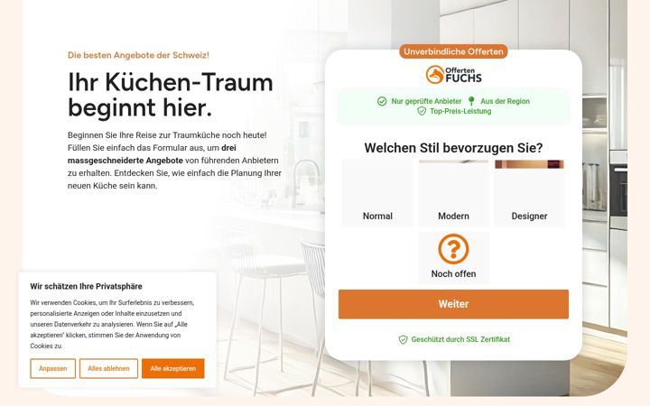 Screenshot of kueche-offerten.ch