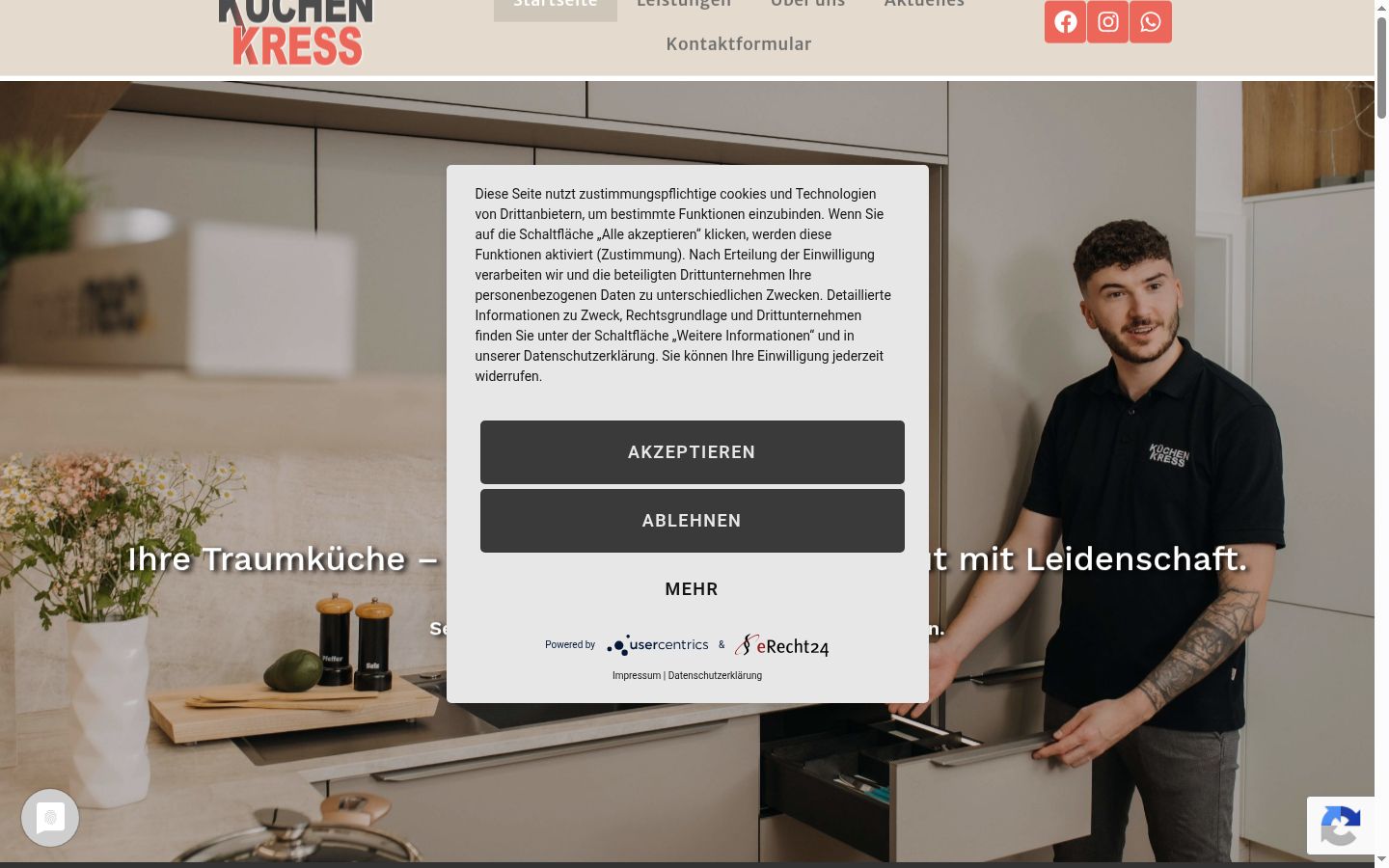Screenshot tal-banner tal-kunsens muri qabel kwalunkwe interazzjoni