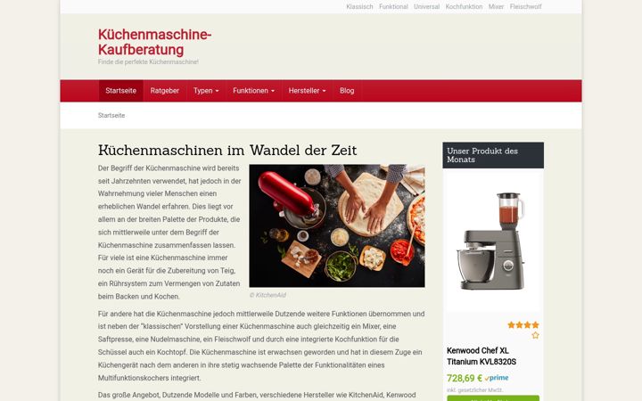 Screenshot of kuechenmaschine-kaufberatung.de