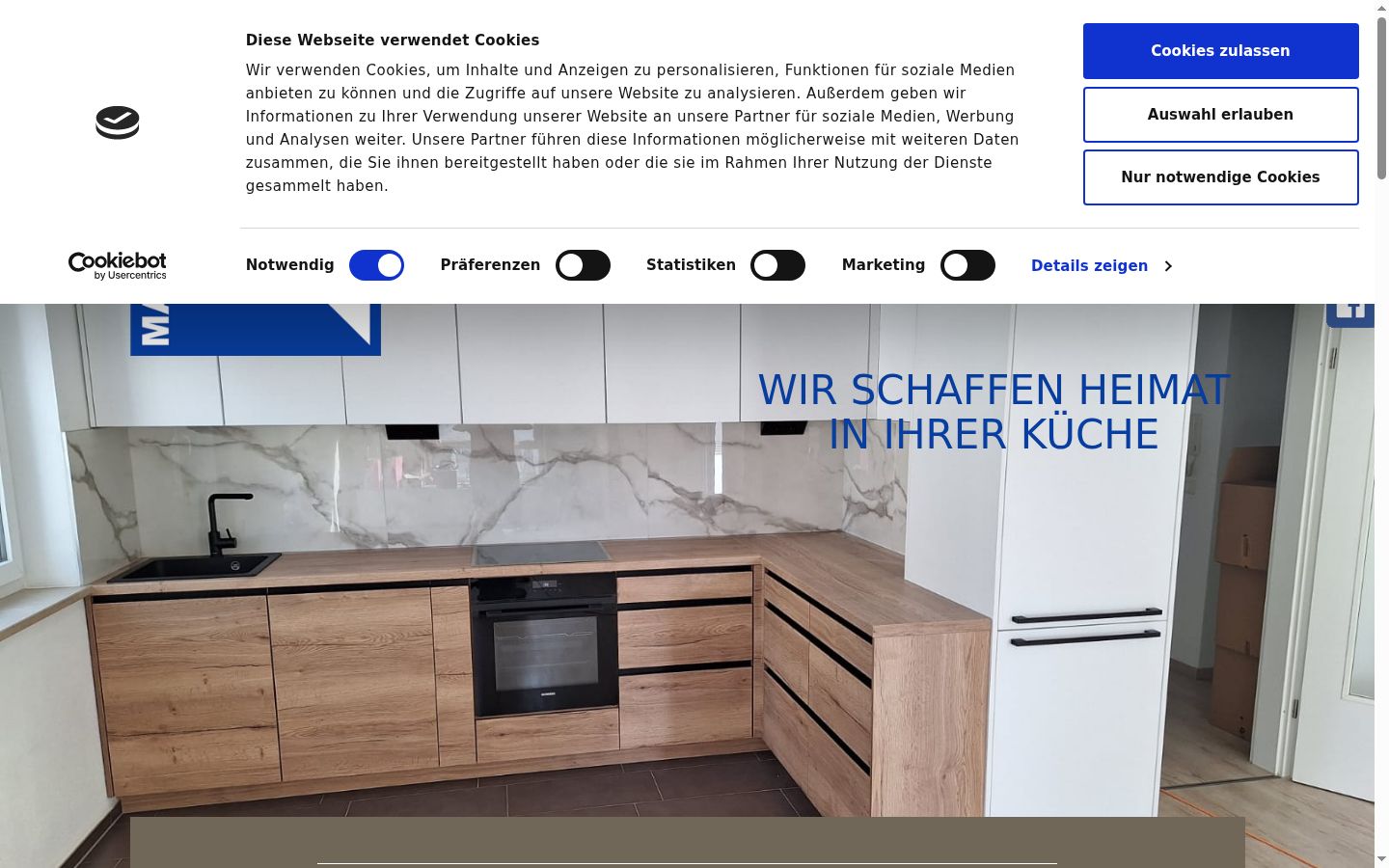 Screenshot des Einwilligungsbanners vor jeglicher Interaktion
