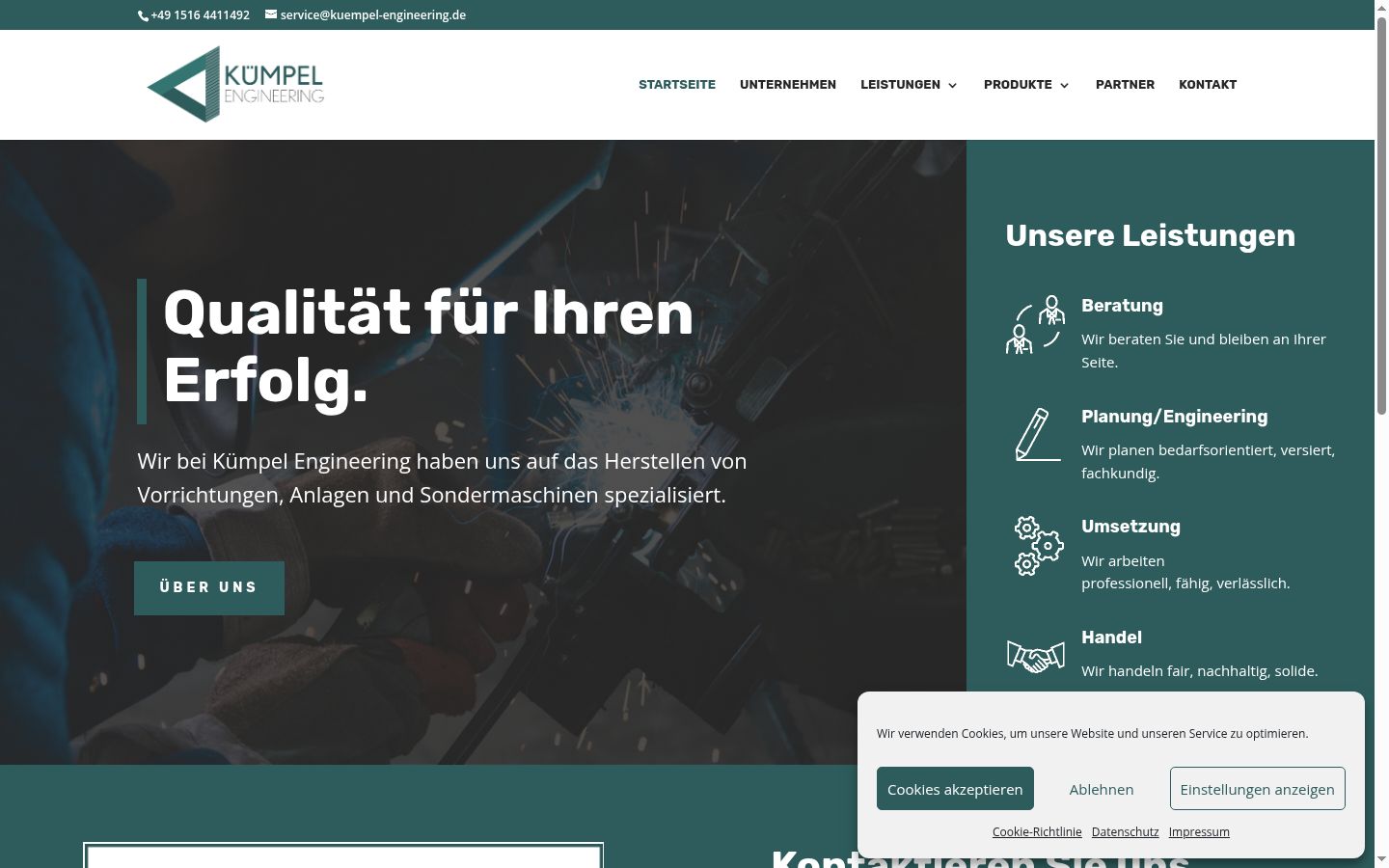 Screenshot des Einwilligungsbanners vor jeglicher Interaktion