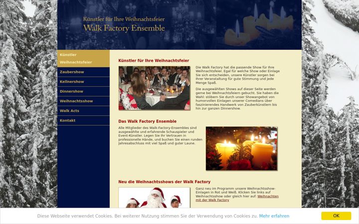 Screenshot of kuenstler-weihnachtsfeier.de