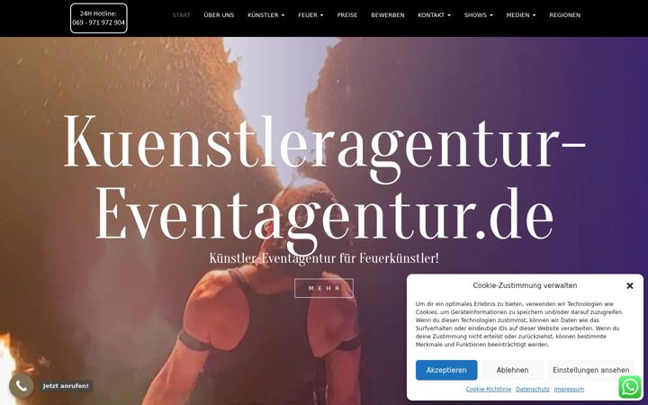 Screenshot of kuenstleragentur-eventagentur.de