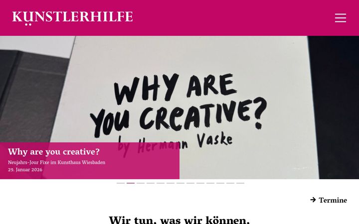 Screenshot of kuenstlerhilfe-frankfurt.de