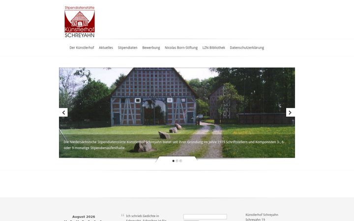 Screenshot of kuenstlerhof-schreyahn.de
