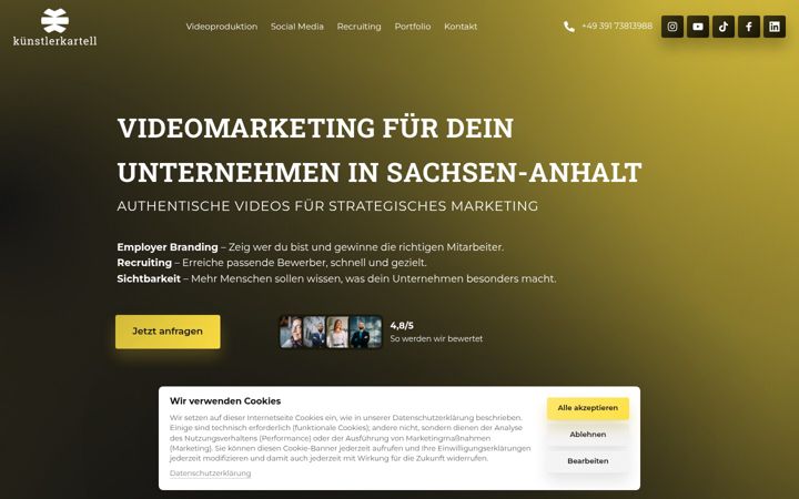 Screenshot of kuenstlerkartell.com