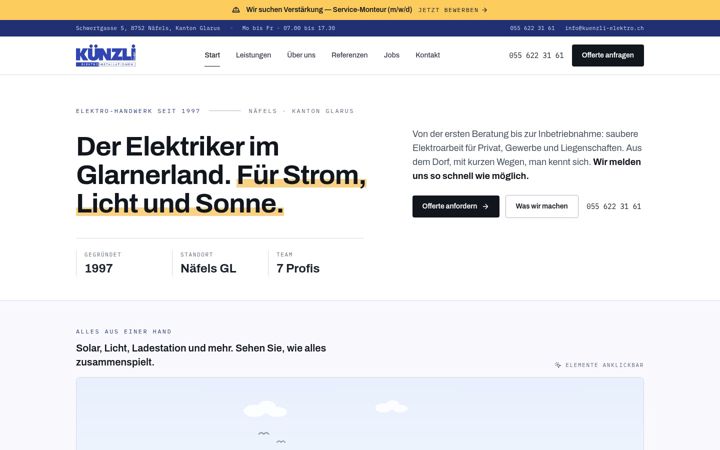 Screenshot of kuenzli-elektro.ch