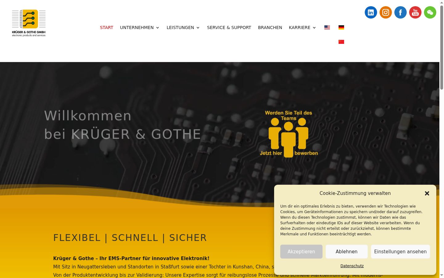 Screenshot des Einwilligungsbanners vor jeglicher Interaktion