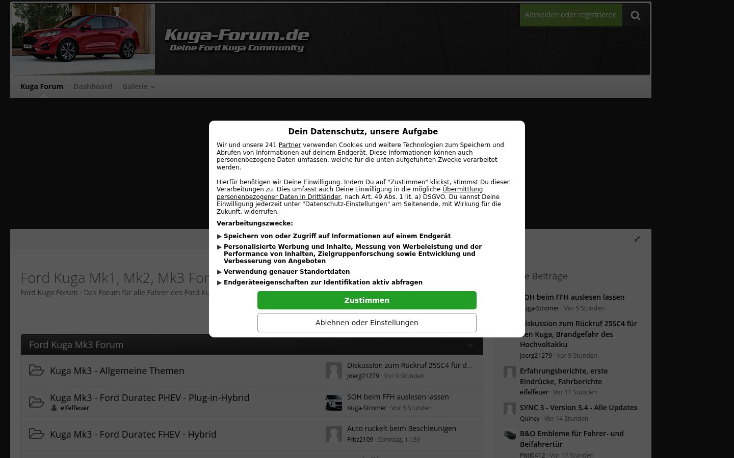 Snímek obrazovky baneru souhlasu zobrazeného před jakoukoli interakcí