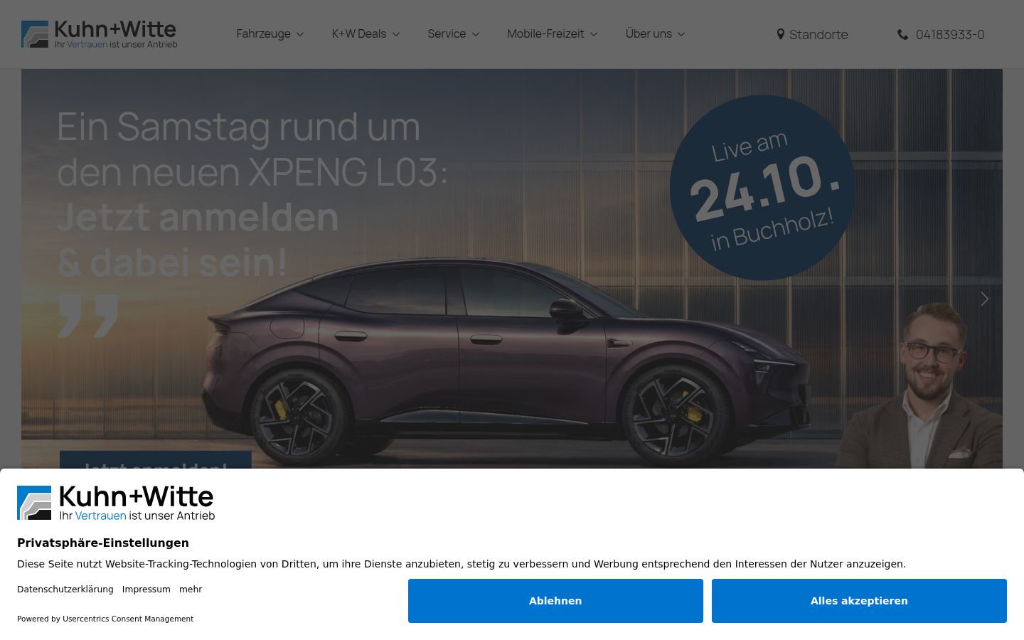 Screenshot del banner di consenso mostrato prima di qualsiasi interazione