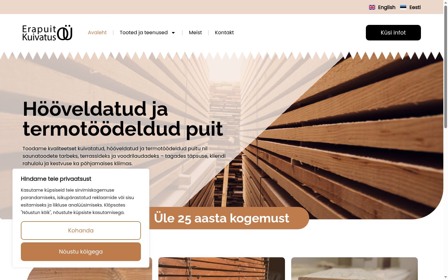 Screenshot del banner di consenso mostrato prima di qualsiasi interazione