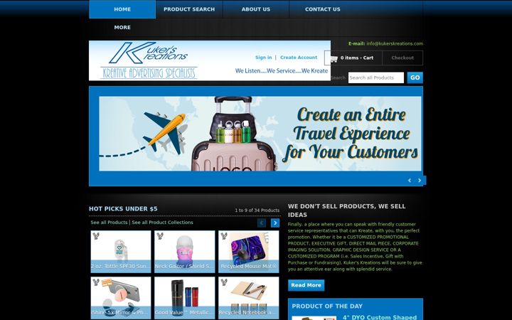 Screenshot of kukerskreations.com