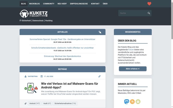 Screenshot of kuketz-blog.de