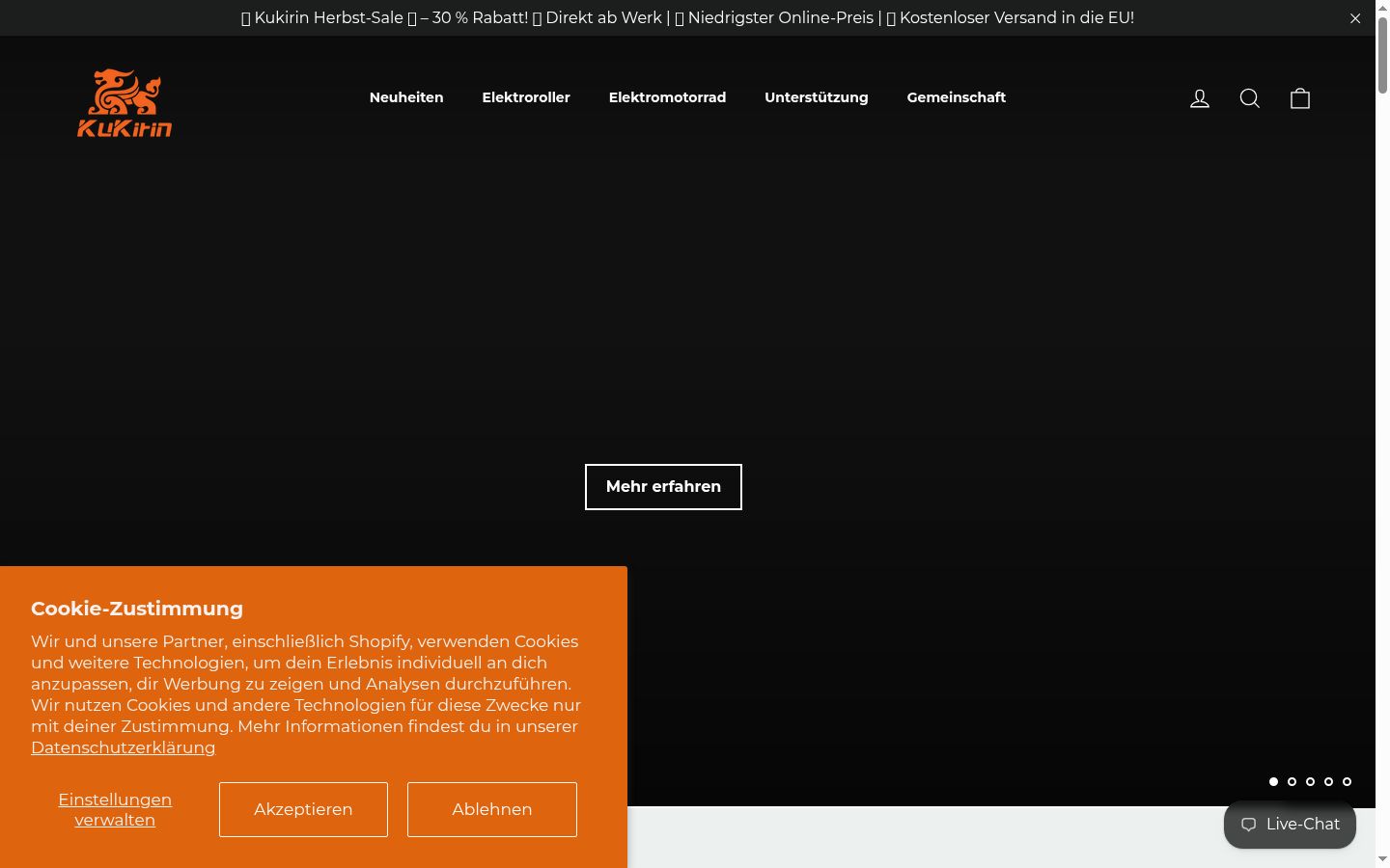 Screenshot van de toestemmingsbanner zoals getoond vóór enige interactie