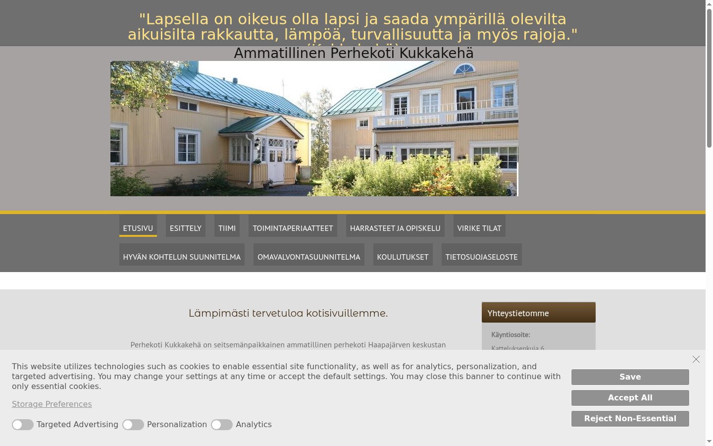 Skärmbild av samtyckesbannern som visades före någon interaktion