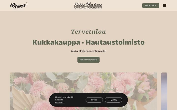 Screenshot of kukkamarleena.fi