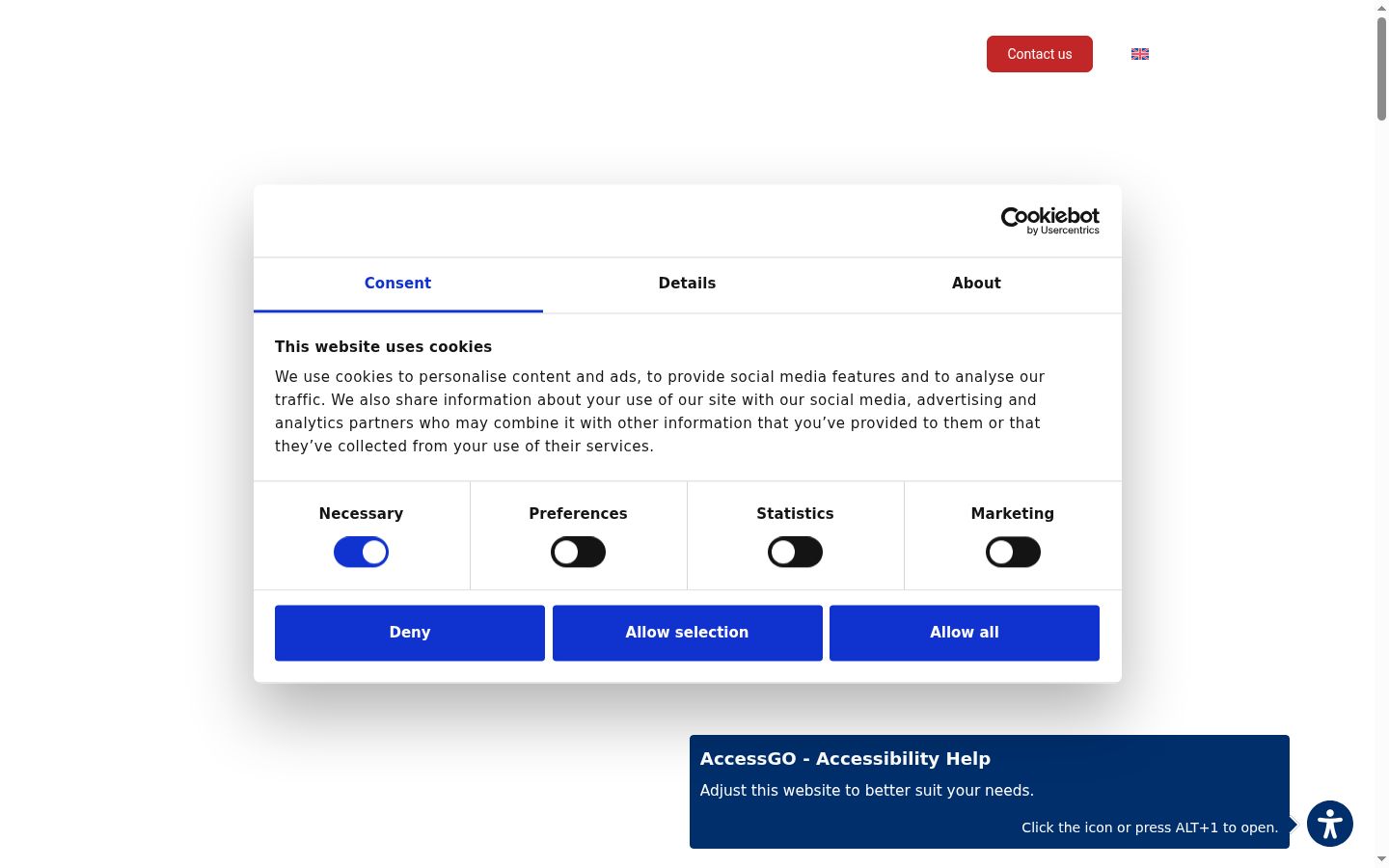 Screenshot of the consent banner shown before any interaction